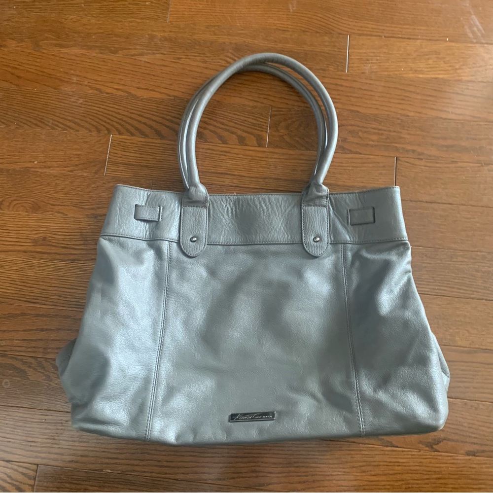 Grey Leather Kenneth Cole Oversized Shoulder Bag
